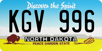 ND license plate KGV996