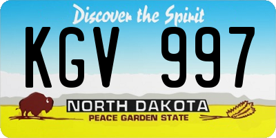 ND license plate KGV997
