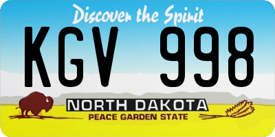 ND license plate KGV998