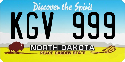 ND license plate KGV999