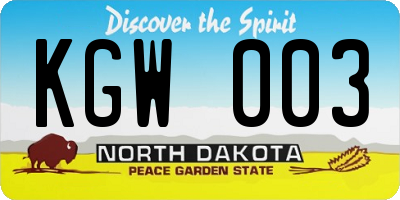 ND license plate KGW003