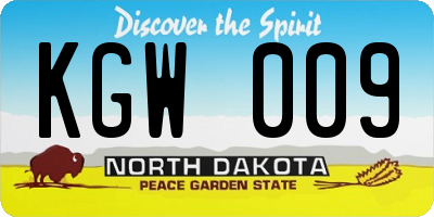 ND license plate KGW009