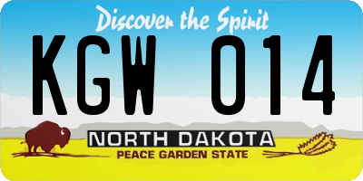 ND license plate KGW014