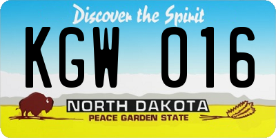 ND license plate KGW016