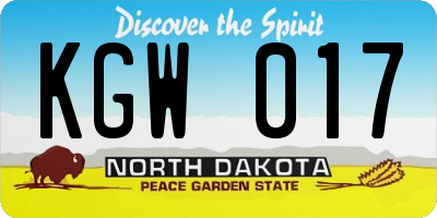 ND license plate KGW017