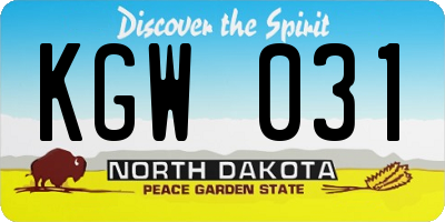 ND license plate KGW031