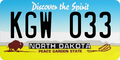 ND license plate KGW033