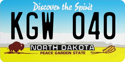 ND license plate KGW040