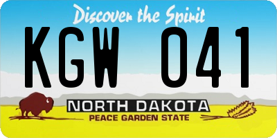 ND license plate KGW041