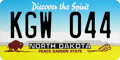 ND license plate KGW044
