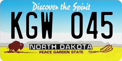 ND license plate KGW045