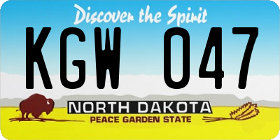 ND license plate KGW047