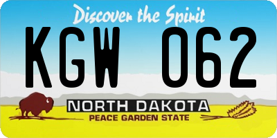 ND license plate KGW062