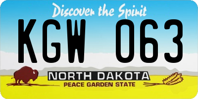 ND license plate KGW063
