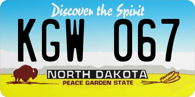 ND license plate KGW067