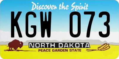 ND license plate KGW073