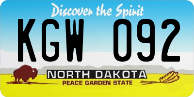 ND license plate KGW092