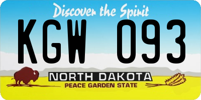 ND license plate KGW093