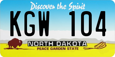 ND license plate KGW104
