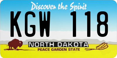 ND license plate KGW118