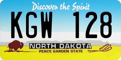 ND license plate KGW128