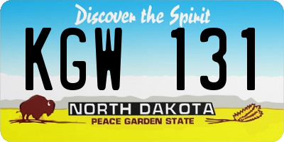 ND license plate KGW131