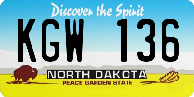 ND license plate KGW136