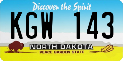 ND license plate KGW143