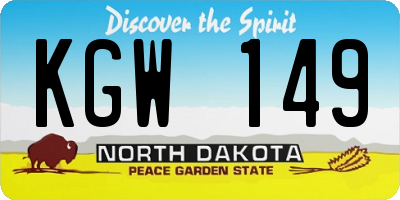 ND license plate KGW149
