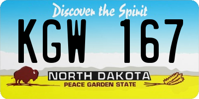 ND license plate KGW167