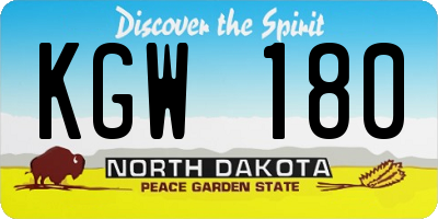 ND license plate KGW180