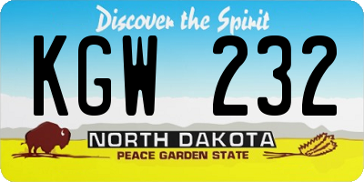 ND license plate KGW232