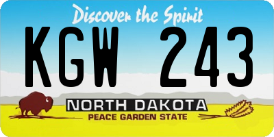 ND license plate KGW243