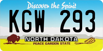 ND license plate KGW293
