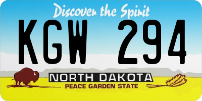 ND license plate KGW294