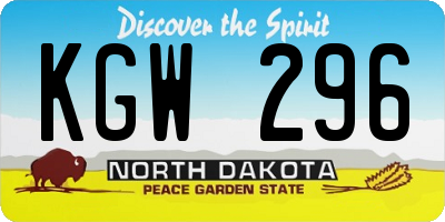ND license plate KGW296