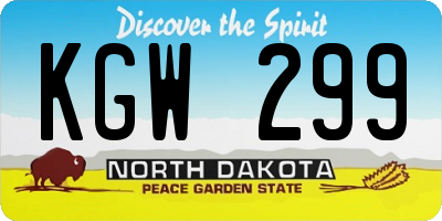 ND license plate KGW299