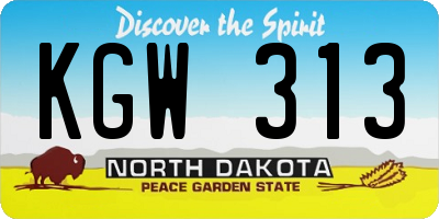 ND license plate KGW313