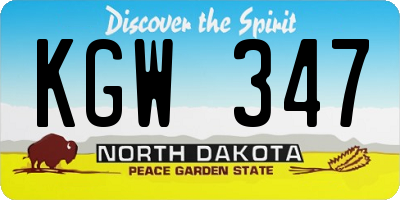 ND license plate KGW347