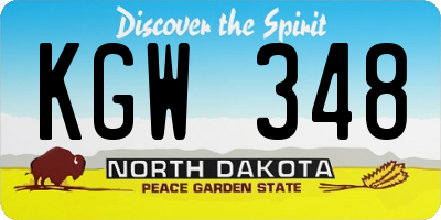 ND license plate KGW348