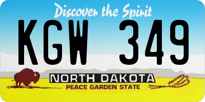 ND license plate KGW349