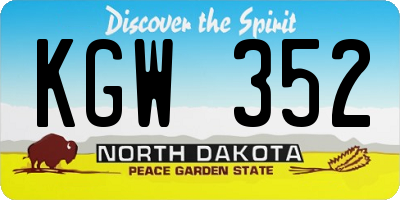 ND license plate KGW352