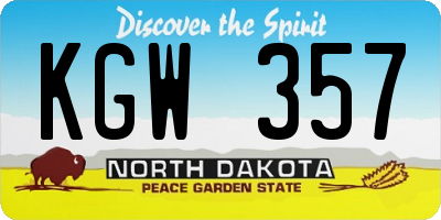 ND license plate KGW357