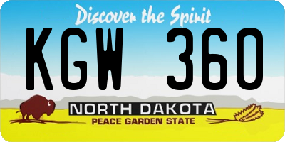 ND license plate KGW360