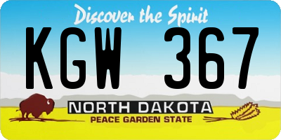 ND license plate KGW367