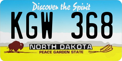 ND license plate KGW368