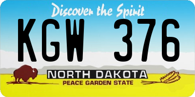 ND license plate KGW376