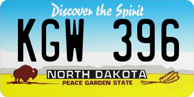ND license plate KGW396