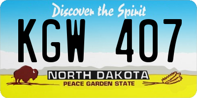 ND license plate KGW407