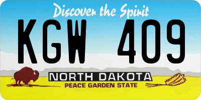ND license plate KGW409